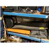 Image 2 : SHELF OF ASSORTED DECORATIVE ITEMS, SKATE BOARD, GOLF CLUBS, STATIONARY, SAFETY VEST, FLOOR MATES...