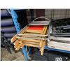 Image 2 : SHELF OF ASSORTED 6 WHITE/GREY FOLDABLE TABLES & 8 ASSORTED WOODEN/METAL FRAMED FOLDING CHAIRS