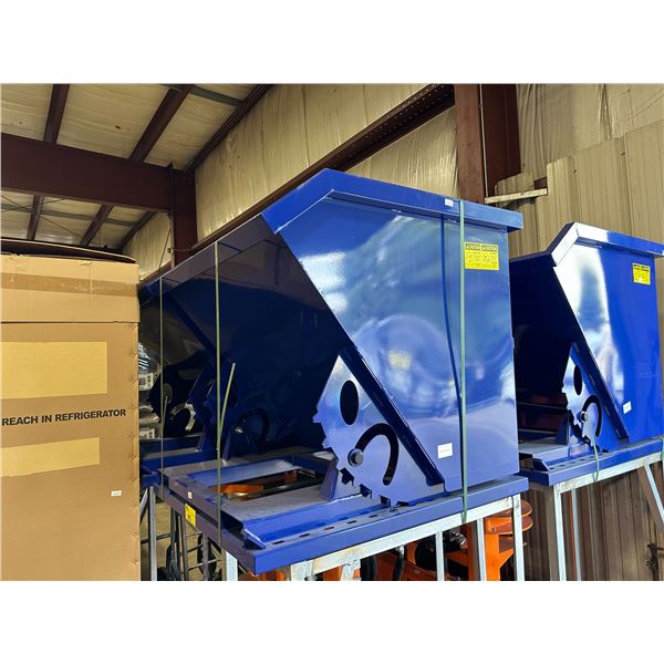 BLUE METAL 43" X 40" X 37" INDUSTRIAL FORKLIFT DUMP BIN