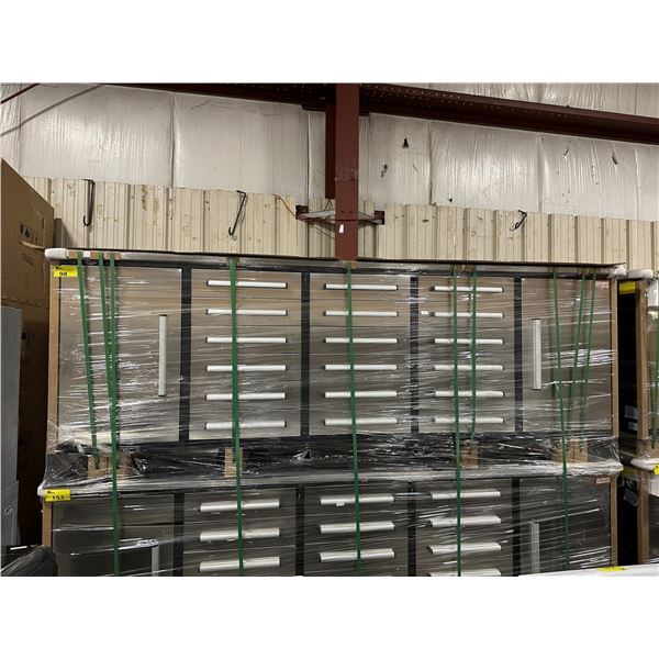 STEELMAN STAINLESS STEEL 18 DRAWER 2 DOOR WORKBENCH 36"H X 113"W X 24"D WITH ANTI-SLIP LINING,