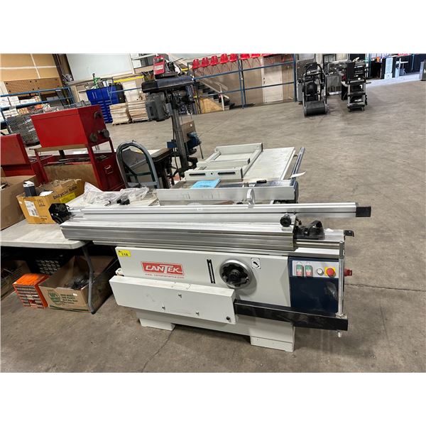 CANTEK CANP30 5-3/4 HP 230V 12" INDUSTRIAL SLIDING BED PANEL SAW WITH LOCKING GUARD FENCE & COVER