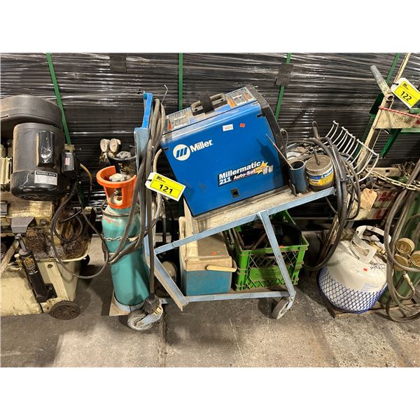 MILLER MILLERMATIC 211 AUTO-SET WITH MVP INDUSTRIAL WIRE FEED WELDER WITH GROUND, CABLE TRIGGER, &