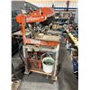 Image 2 : CLIPPER ORANGE DUAL VOLTAGE INDUSTRIAL METAL CUTTING CHOP SAW ON HEAVY DUTY MOBILE STAND WITH