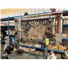 Image 2 : HEAVY DUTY GREEN METAL MOBILE WORK STATION WITH BENCH SHEAR, NO. 455 BENCH VISE, LARGE BLUE BENCH