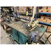 Image 3 : HEAVY DUTY GREEN METAL MOBILE WORK STATION WITH BENCH SHEAR, NO. 455 BENCH VISE, LARGE BLUE BENCH