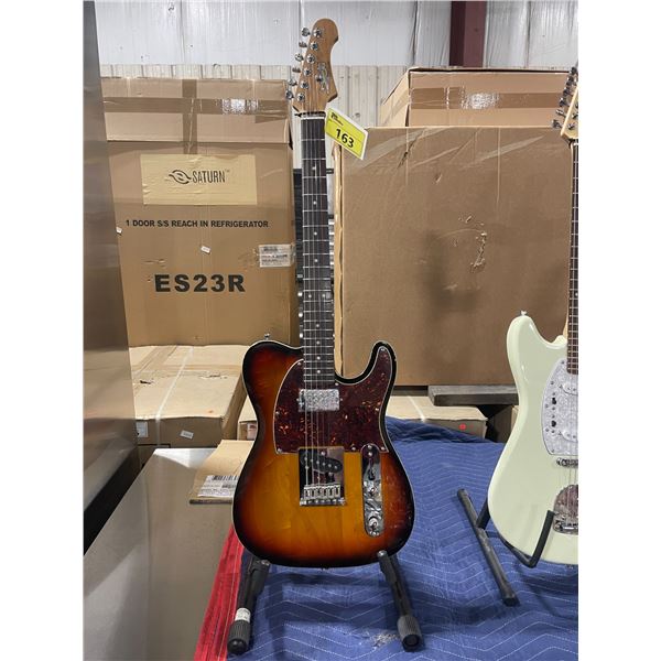 JET GUITARS WILKINSON 2 TONE WOOD BODY BURLED GUARD 6 STRING ELECTRIC GUITAR WITH WALNUT NECK