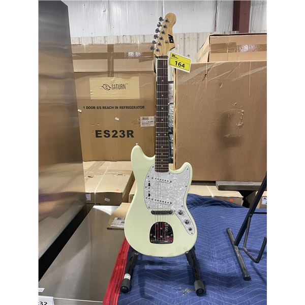 IYV DESTINY CNC WOUND WHITE WOOD BODY PEARL GUARD 6 STRING ELECTRIC GUITAR WITH WALNUT NECK