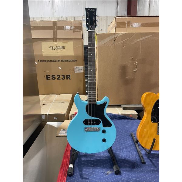 HARLEY BENTON ROSWELL SERIES BLUE WOOD BODY 6 STRING ELECTRIC GUITAR WITH WALNUT NECK