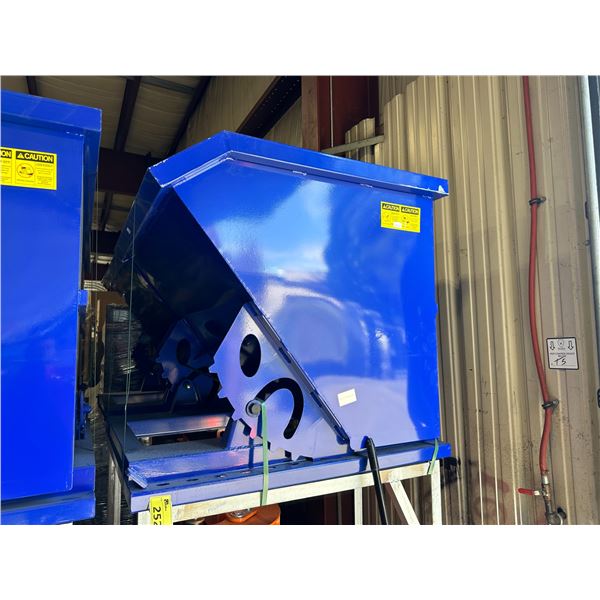 BLUE METAL 43" X 40" X 37" INDUSTRIAL FORKLIFT DUMP BIN