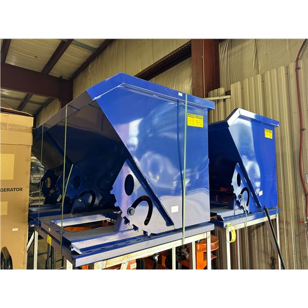 BLUE METAL 43" X 40" X 37" INDUSTRIAL FORKLIFT DUMP BIN