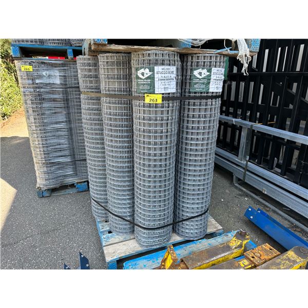 PALLET OF 15 INDUSTRIAL 100 FT ROLLS OF WELDED GALVANIZED STUCCO WIRE