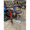 Image 1 : RED HYDRAULIC MOBILE HEAVY DUTY INDUSTRIAL TRANSMISSION JACK & STAINLESS STEEL FRAMED GAS LIFT
