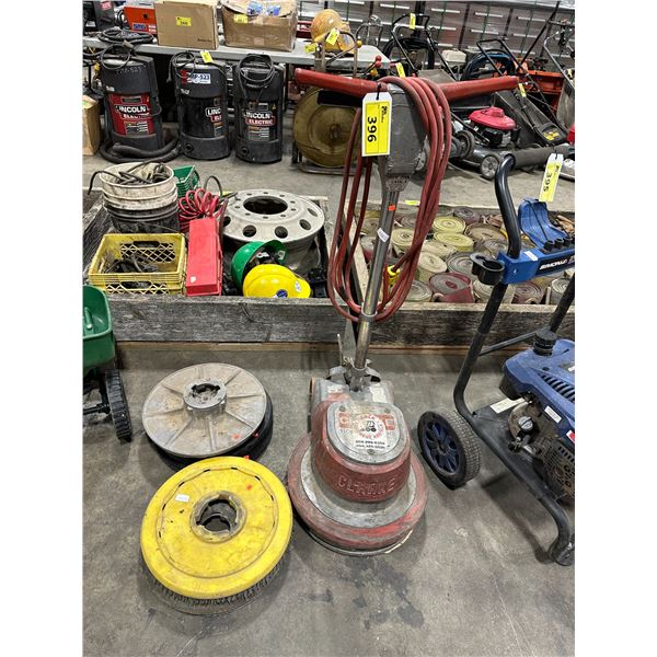 CLARKE COMMERCIAL ELECTRIC FLOOR BUFFER / SANDER WITH ASSORTED DISC ATTACHMENTS