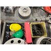 Image 2 : PALLET CRATE OF ASSORTED COMMERCIAL ROPES, AIR HOSE, AIR TOOLS, POWER TOOLS, & ALLOY RIM