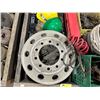 Image 3 : PALLET CRATE OF ASSORTED COMMERCIAL ROPES, AIR HOSE, AIR TOOLS, POWER TOOLS, & ALLOY RIM