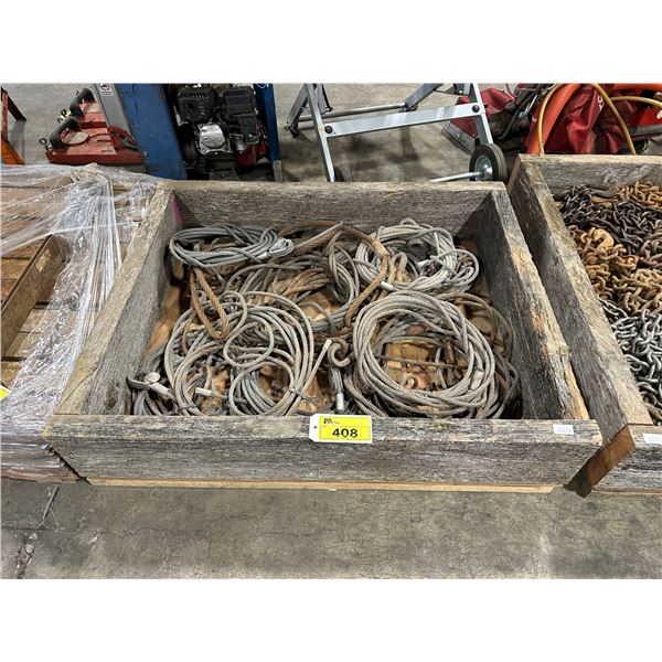 PALLET CRATE OF ASSORTED COMMERCIAL BRAIDED LIFTING CABLES