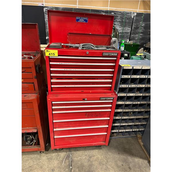 CRAFTSMAN 12 DRAWER RED MOBILE TOOLBOX SYSTEM WITH ASSORTED TOOL CONTENTS