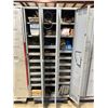 Image 2 : GREY 36"W X 15"D X 78"H METAL LOCKING 3 BAY STORAGE LOCKER ON MOBILE CART WITH ASSORTED CONTENTS OF