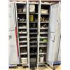 Image 2 : GREY 36"W X 15"D X 78"H METAL LOCKING 3 BAY STORAGE LOCKER ON MOBILE CART WITH ASSORTED CONTENTS OF