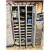 Image 2 : GREY 36"W X 15"D X 78"H METAL LOCKING 3 BAY STORAGE LOCKER ON MOBILE CART WITH ASSORTED CONTENTS OF