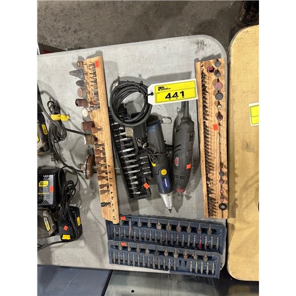 JOBMATE 54-4777-0 ROTARY TOOLS WITH ASSORTED BITS & MASTERCRAFT 61TN CORDLESS SCREWDRIVER