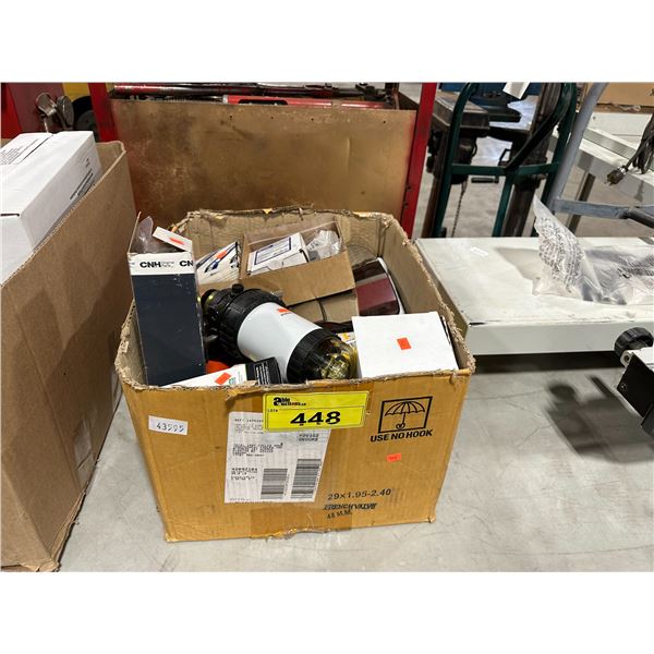 BOX OF ASSORTED FILTERS, MIRRORS & VEHICLE PARTS