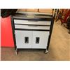 Image 1 : BLACK / GREY METAL MOBILE 2 DRAWER 2 DOOR TOOL BOX WITH ASSORTED TOOL CONTENTS