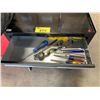 Image 2 : BLACK / GREY METAL MOBILE 2 DRAWER 2 DOOR TOOL BOX WITH ASSORTED TOOL CONTENTS