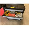 Image 3 : BLACK / GREY METAL MOBILE 2 DRAWER 2 DOOR TOOL BOX WITH ASSORTED TOOL CONTENTS