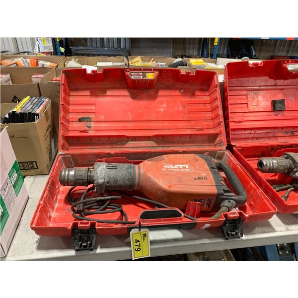 HILTI TE 1000-AVR ELECTRIC DEMOLITION DRILL IN A HARD TRANSPORTABLE CASE.