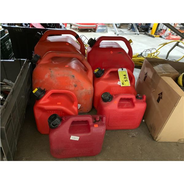 7 ASSORTED SIZED JERRY CANS