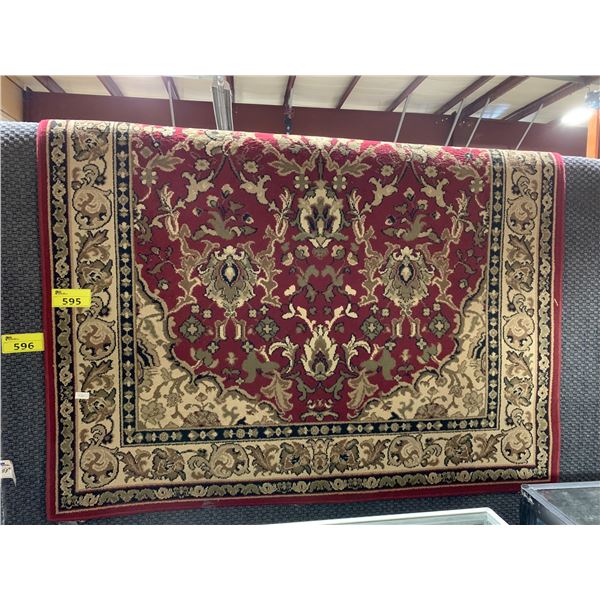 RED PATTERNED 89"L X 62"W DESIGNER AREA RUG