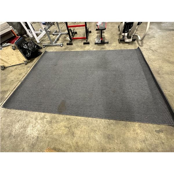 GREY BURLED 117"L X 77"W DESIGNER AREA RUG & BEIGE SHAG AREA RUG