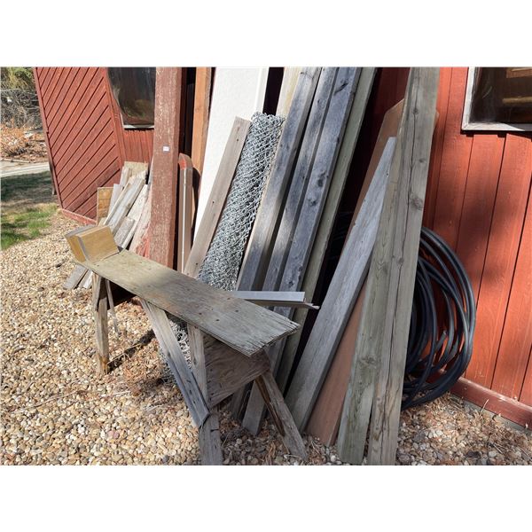 Large Assortment of Scrap Wood, Chain Link Fencing, Fence Posts & More!