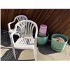Image 1 : Two Plastic Planters & Plastic Garden Chairs