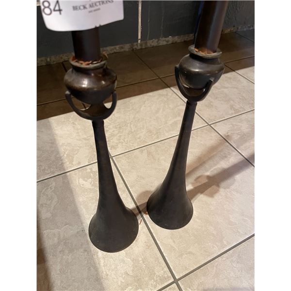 Pair of Art Deco Metal Candle Sticks