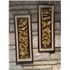 Image 1 : Carved Wood Panel with Gold Foil Detailing of Birds - 10W x 25H