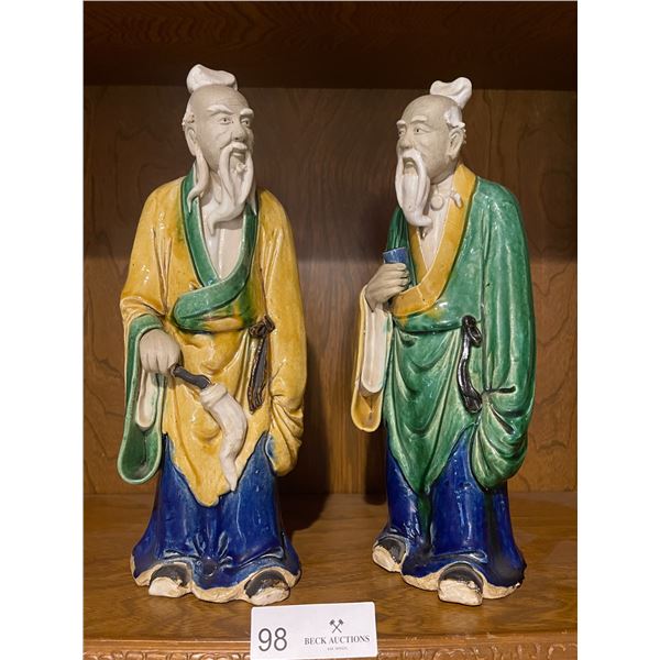 Two Clay Wiseman Statues - 13H