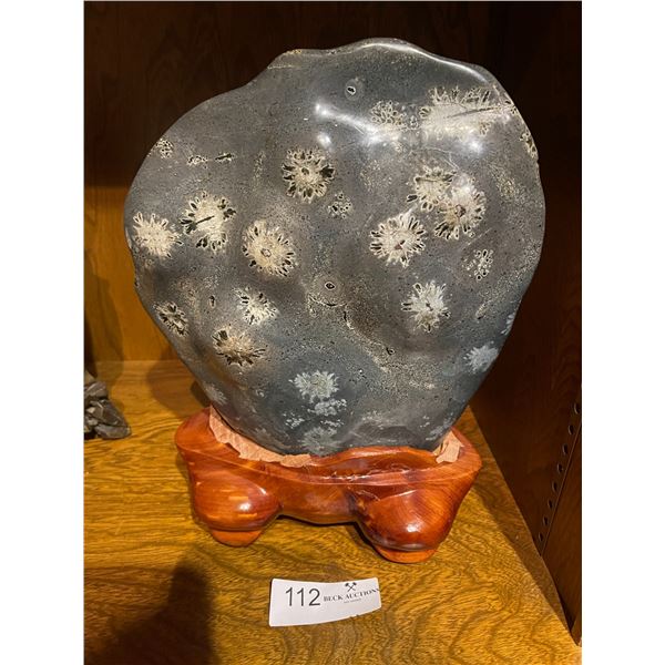 Asian Stone Sample and Beautifully Carved Base - 13H x 9L