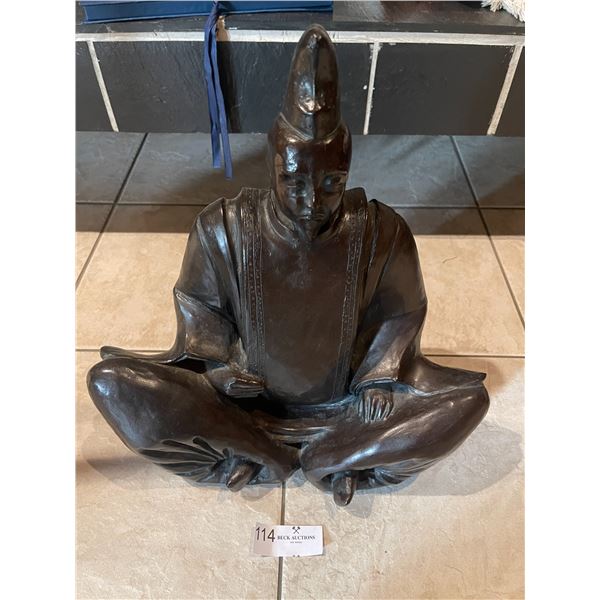 20th Century Seated Emperor Metal Statue - 13L x 16H