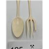 Image 3 : Hand Carved Ivory Fork & Spoon Set - Slight Damage to One Fork Prong