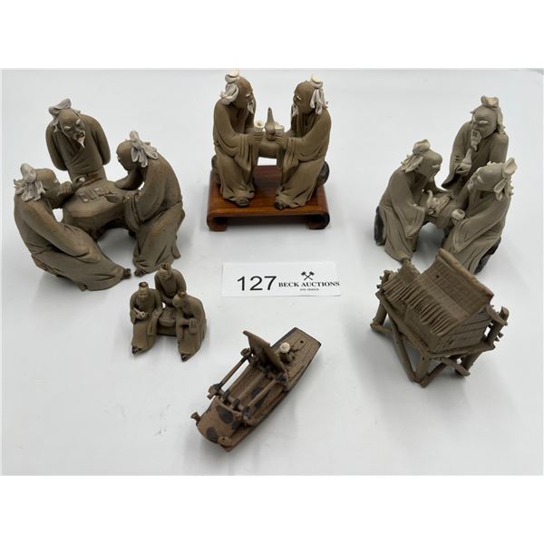 Handmade Clay Chinese Village Scene - Very Delicate & Beautiful!