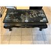 Image 1 : Beautiful Hand Painted Wood/Glass Coffee Table with Carved Stone Scenery - 38L x 18W x 17H