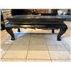 Image 2 : Beautiful Hand Painted Wood/Glass Coffee Table with Carved Stone Scenery - 38L x 18W x 17H