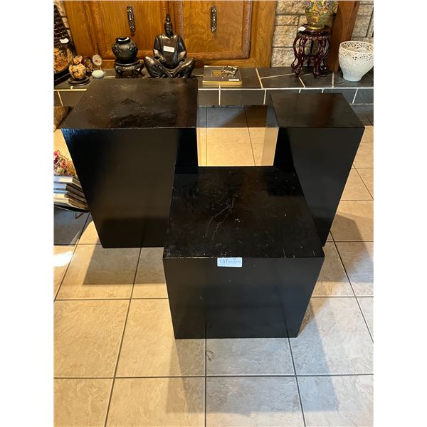 Three Matching Wood Block Stands - Great for Side Table or Plant Stands ...