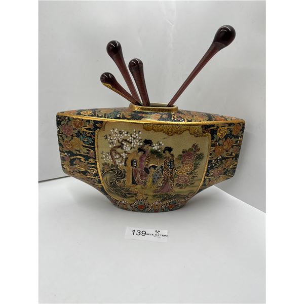 20th Century Chinese Pot with Blown Glass Bulbs