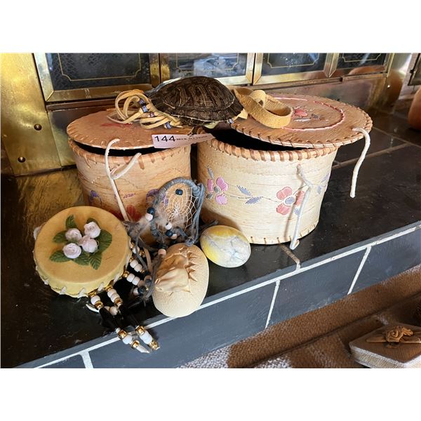 Two Handmade Bark Baskets, Decorative Drum, Dream Catcher, & More!