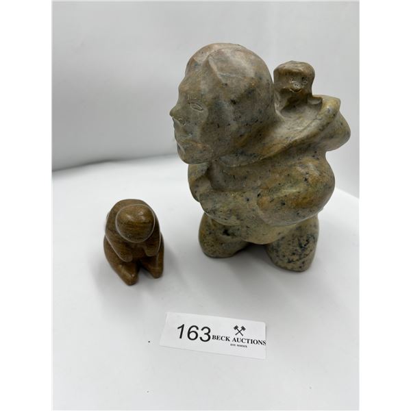 Two Soap Stone Carvings - Beaver, Mother&Child