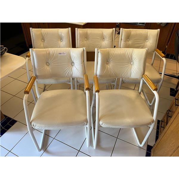 Matching Set of Metal Framed/Leather Cushioned Chairs