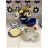 Image 1 : Lovely Assortment of Small Fine Bone China Dishes, Blue Glass Vase & Soap Dishes!